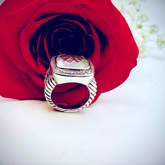 David Yurman Albion Ring with Prasiolite and Pave Diamonds - Picture 6 of 12